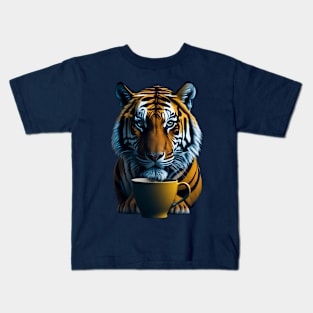 COFFEE CUP AND TIGER Kids T-Shirt